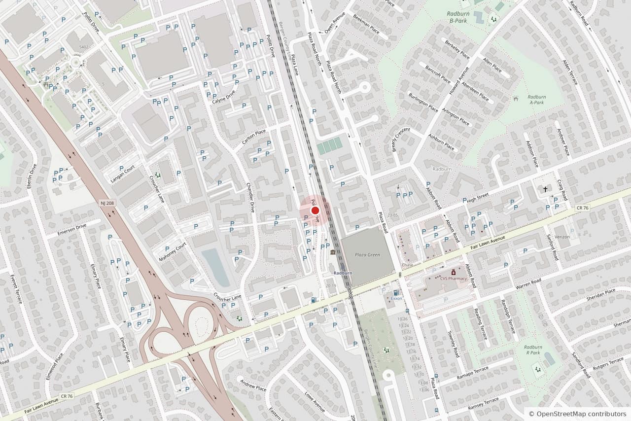 Map showing the academy on Pollitt Drive in Fair Lawn