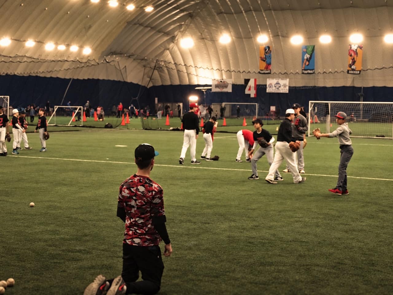 Infielders warming up on the Superdome turf
