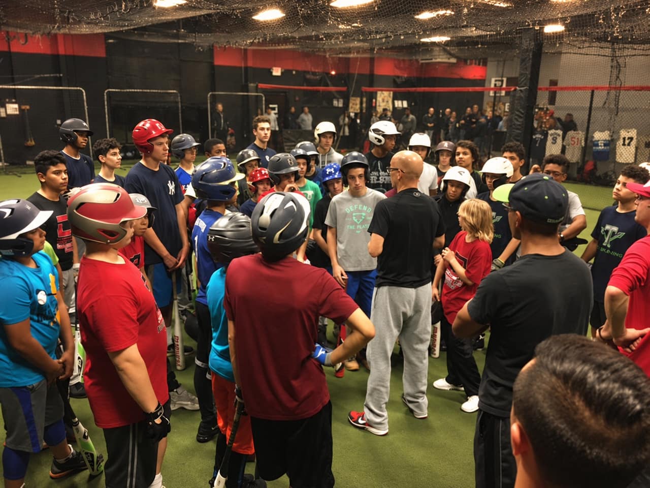 Lou talking a large group of hitters through the session