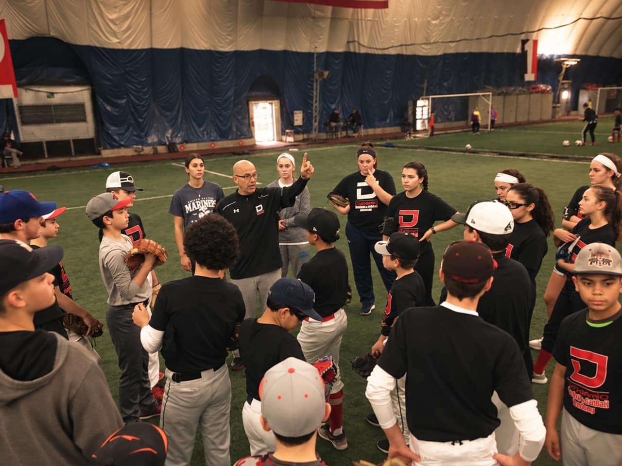 Lou DiChiaro teaching a group of players at the Superdome